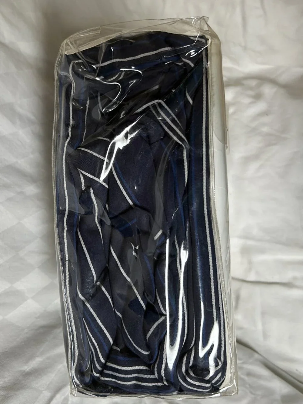Vintage King size Nautica Deep Fitted Sheet Set~Navy Blue White pinstripe 310tc